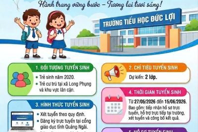 THÔNG BÁO TUYỂN SINH VÀO LỚP MỘT NĂM HỌC 2026 – 2027